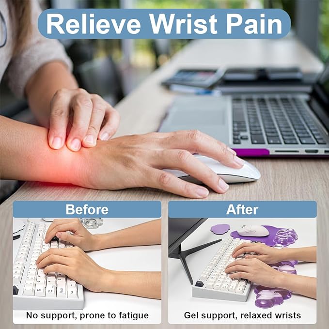 Purple Cloud Gel Wrist Rest for Keyboard and Mouse, Ergonomic Mouse Pad with Wrist Support Non-Slip Base for Typing Pain Relief/Computer/Laptop/Home/Office