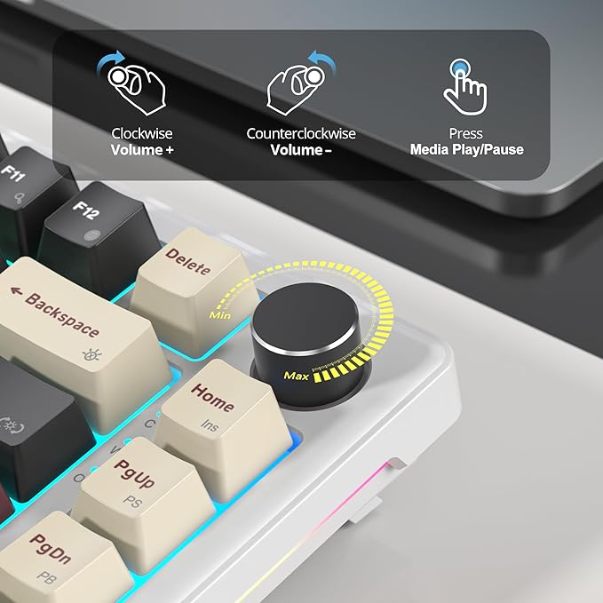 75% Wired Gaming Keyboard, Hot Swappable Gasket Mount, White Switch, 82 Keys TKL Mechanical Keyboard, NKRO Creamy for PC Laptop Windows Gamer