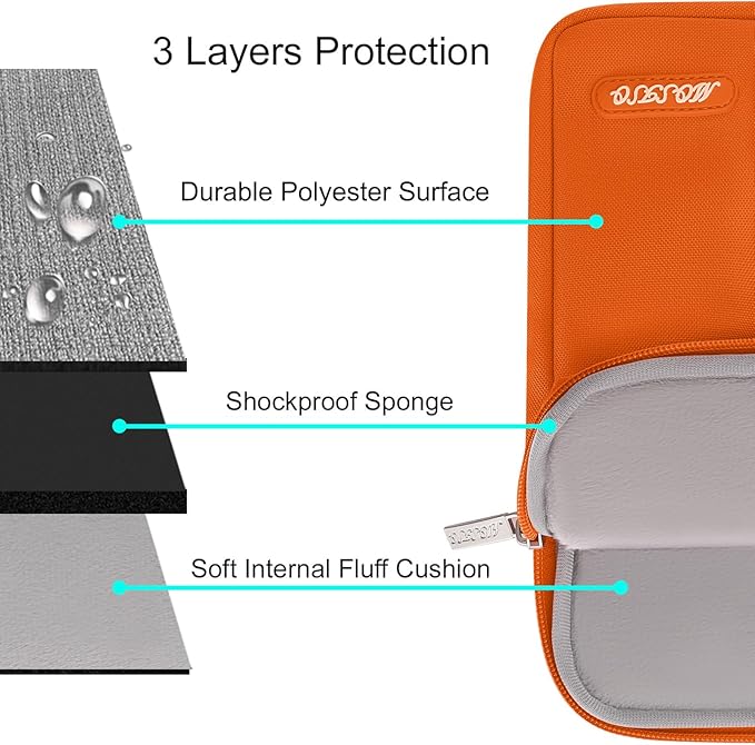 MOSISO Laptop Case 15 inch, 15 inch Laptop Sleeve Compatible with MacBook Air M5 A3448 M4 A3241 M3 A3114 M2 A2941 2026-2023, Dell XPS, Polyester Vertical Computer Sleeve Bag with Pocket, Orange