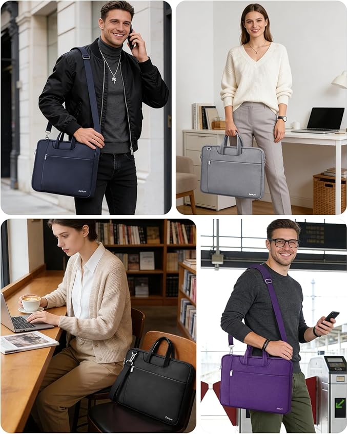 Ferkurn Laptop Case Bag Women Men Computer Sleeve with Shoulder Compatible with HP/Inspiron/Thinkpad/Vivobook/MSI/Surface, 17.3 inch, Grey