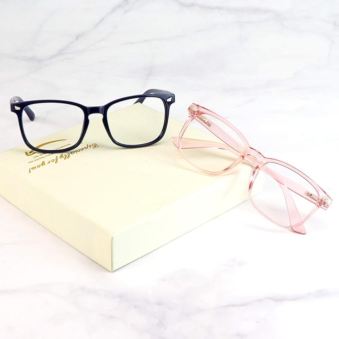 LifeArt 2 Pairs Blue Light Blocking Glasses with Spring Hinge, Computer Reading Glasses, Gaming Glasses, TV Glasses for Women Men (Navy&Pink, +2.50 Magnification)
