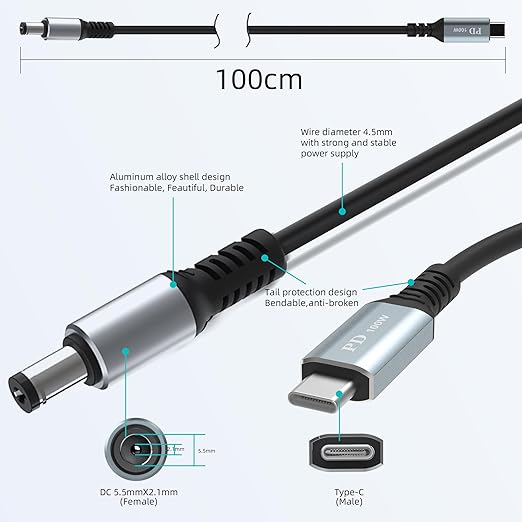 for Starlink Mini USB C to DC Power Cable, Starlink Mini USB C Cable for 65W+ PD Power Bank, Max Power 100W, Small and Portable Starlink Mini Cable Kit