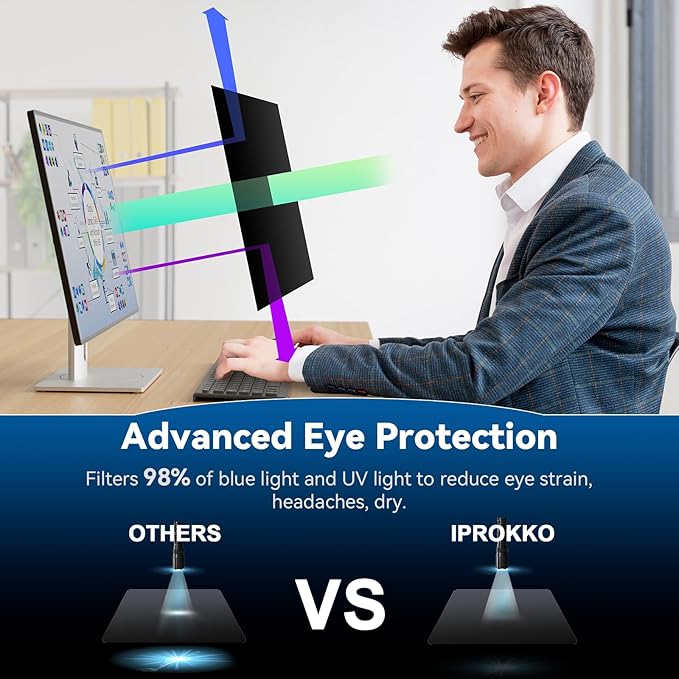 2-Pack 24-inch Magnetic Privacy Screen for 16:9 Computer Monitor, Snap-On Removable 24in Matte Anti Glare Blue Light Spy Filter Screen Cover Private Shield for Desktop PC [Support Curved Monitor]