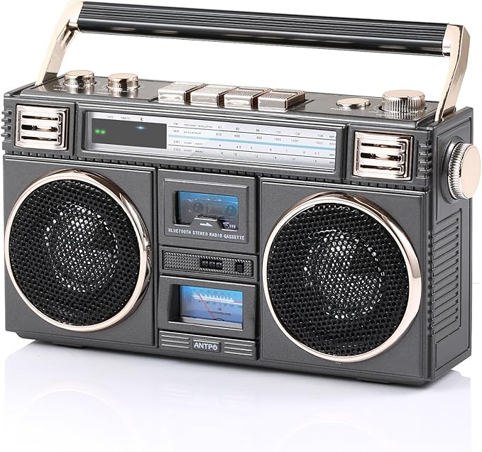 ANTPO Retro Vintage Radio Bluetooth Speakers Vintage Decor Small Wireless Speakers Stereo Radio Portable FM with Rich Bass Speakers Support TF Card for Home/Outdoor/Gift