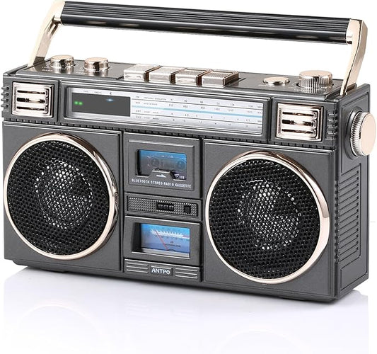 ANTPO Retro Vintage Radio Bluetooth Speakers Vintage Decor Small Wireless Speakers Stereo Radio Portable FM with Rich Bass Speakers Support TF Card for Home/Outdoor/Gift
