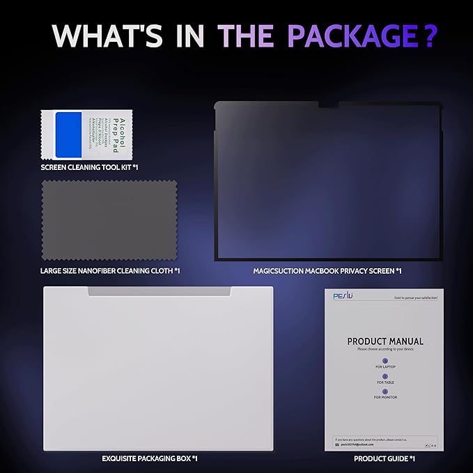 Peslv Privacy Screen for 12.3 Inch Surface Pro 7+/7/6/5/4/3, MagicSuction™ Removable Anti Spy Black Protector, Glare Blue Light Filter for Microsoft Laptop Computer Monitor
