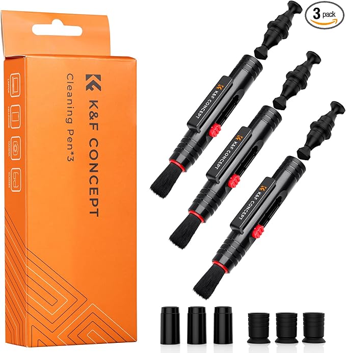 K&F CONCEPT Professional Lens Cleaning Pen*3 with Soft Brush, Carbon Head Lens Cleaning Pen Compatible with Canon, Nikon, Pentax, Sony Digital Camera Cleaning,AR VR Glasses Cleaning by KFCONCEPT