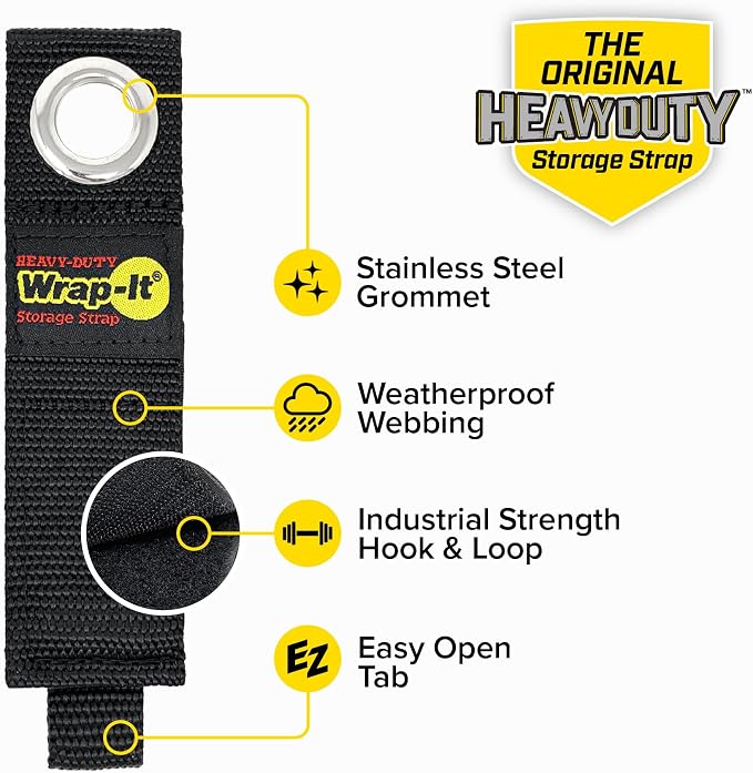 Heavy-Duty Wrap-It Storage Straps, 10-inch (6 Pack) - Hook and Loop Extension Cord Organizer Hanger, Cord Keeper, Cable Straps for Cords, Hoses, and Garage Storage - Image 5