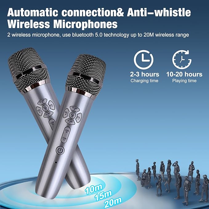 Bluetooth Speaker, 60W(Peak) Wireless Portable Bluetooth Speakers, Beat-Driven Lights, Loud Stereo Small Party Speaker with Double Woofer, Speakers with Two Microphone for Outdoor, Garage, Camping