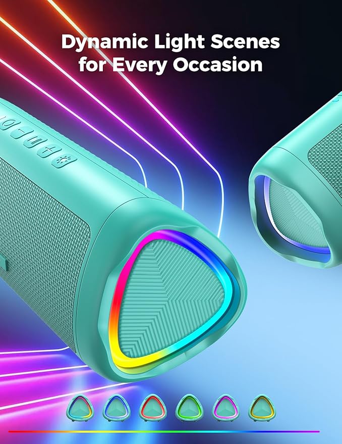 Bluetooth Speaker with HD Sound, Portable Wireless, IPX5 Waterproof, Up to 20H Playtime, TWS Pairing, BT5.3, for Home/Party/Outdoor/Beach, Electronic Gadgets, Birthday Gift (Teal)
