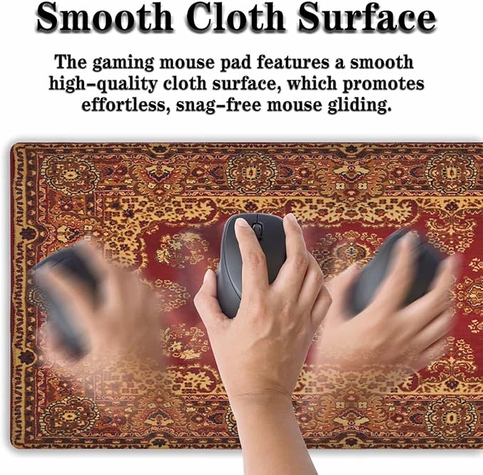 Gaming Mouse Pad Retro Boho, Large Mousepad Office Desk Mat, Work Desk Mat Non-Slip Rubber Base Waterproof with Stitched Edges, 35.4 X 15.7 inch for Work/Game/Office/Home Vintage Bohemian