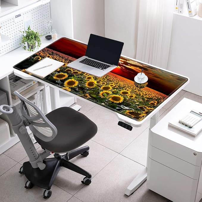 XXXL Mouse Pad Gaming 48x24 Extra Large Mousepad Huge Full Desk Mat Oversized Desk Pad Sunflower Sunset Marble Mouse Mat Giant Computer Mat for Protector Desktop
