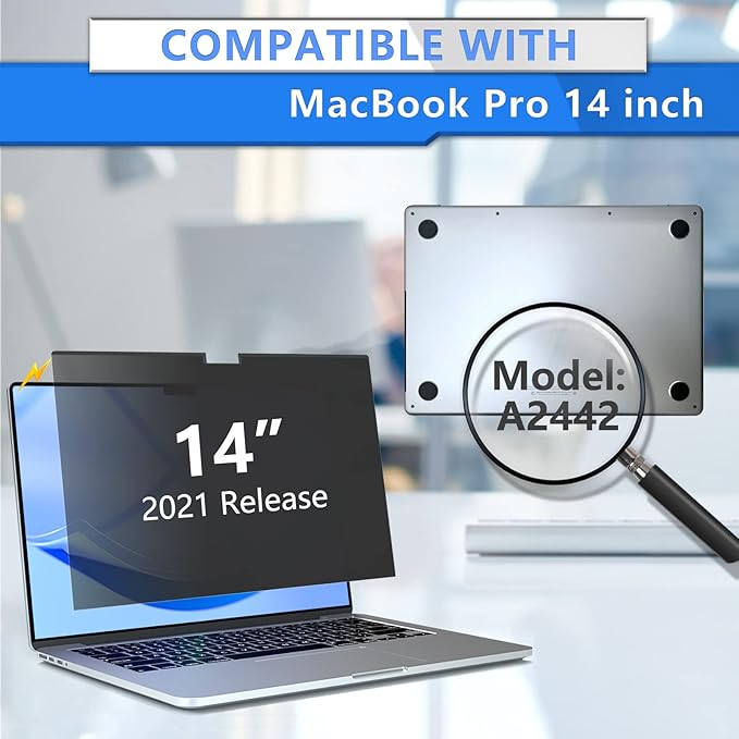 ZOEGAA MacBook Pro 14 inch Privacy Screen, Magnetic Privacy Screen for Macbook Pro 14 inch 2021~2026 (M1, M2, M3, M4, M5, Pro, Max), Removable Anti-Peeping,Anti Blue Light,Anti Glare Screen Protector