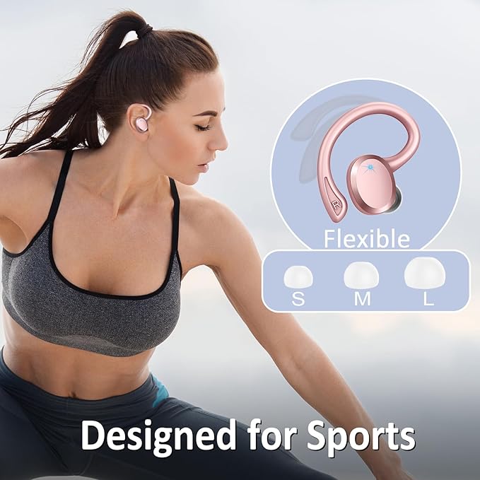 Wireless Earbuds, Sport Bluetooth 5.4 Headphones 2026 New Bluetooth Earbuds with 56Hrs Stereo, 4 ENC Mic, Noise Canceling Over-Ear Buds with Earhooks, IP7 Waterproof Earphones for Workout/Running/Gym
