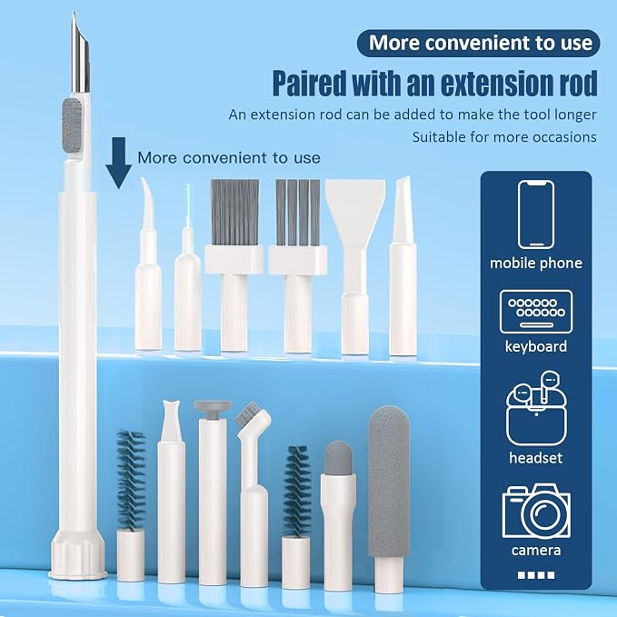 Keyboard Cleaning Kit Laptop Cleaner, 32-in-1 Computer Screen Cleaning Brush Tool, Multi-Function PC Electronic Cleaner Kit for iPad iPhone Pro, Earbuds, Camera Monitor(White) - Image 7