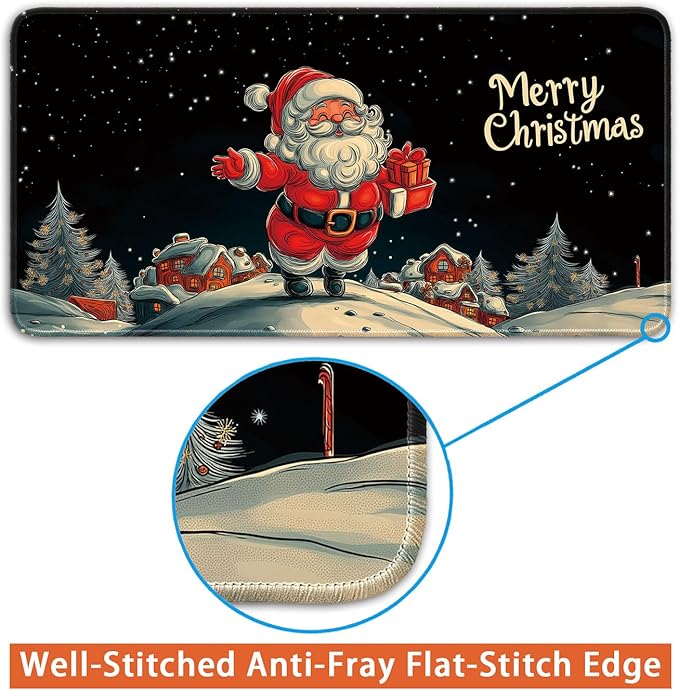 Desk Pad Protector, Office Desk Mat, Large Mouse Pad, Non-Slip Desk Blotter, 23.6x11.8 inch, Merry Christmas Claus Delivering Presents