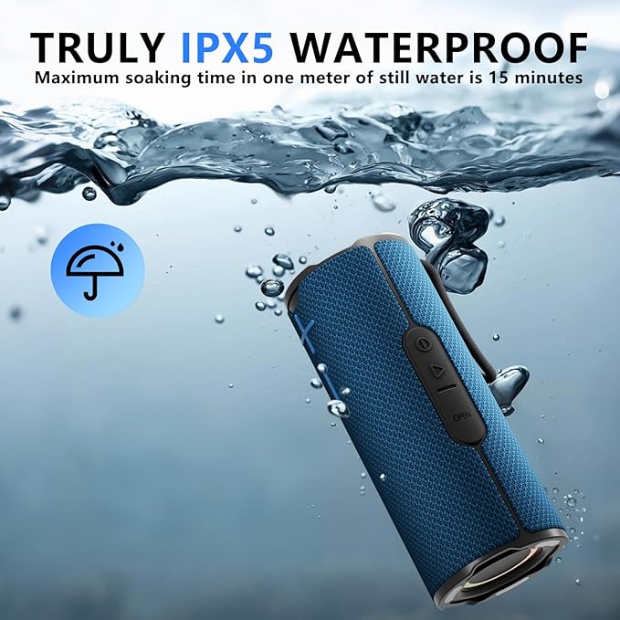 BYANDBY Bluetooth Speaker with IPX5 Waterproof 2 Portable, Long Playtime, Wireless Stereo Pairing, 12W Stereo Sound, BT 5.3, Bassup, Electronics for Home, Shower, Outdoors, Travel(Blue)