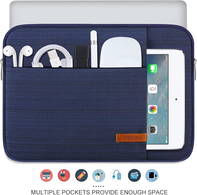 Lacdo Laptop Sleeve Case for 16 inch MacBook Pro M5 Pro/Max A3428 A3429 (2026), M4/M3/M2/M1 A3403 A3186 A2991 A2780 A2485 A2141 | 15 inch Microsoft Surface Laptop 7th Copilot+PC Computer Bag, Blue