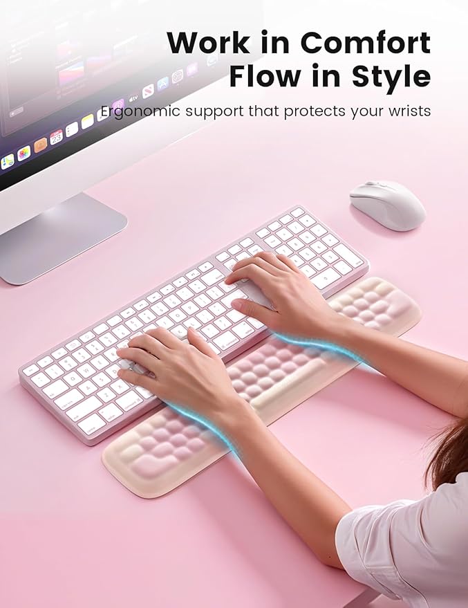 Meatanty Keyboard Wrist Rest, Ergonomic Keypad Support, Soft Memory Foam Hand Rest Pad for Typing Comfort, Computer Desk Accessory for Hand Palm Pain Relief, Laptop Office Home School Women Girl Cute