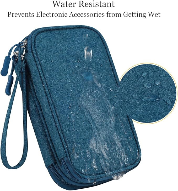 Electronics Organizer Pouch, Travel Cable Organizer Bag Waterproof Portable Electronic Accessories Organizer Case for Cable, Cord, Charger, Phone, Power Bank, Earphone (Dark Green, Large)