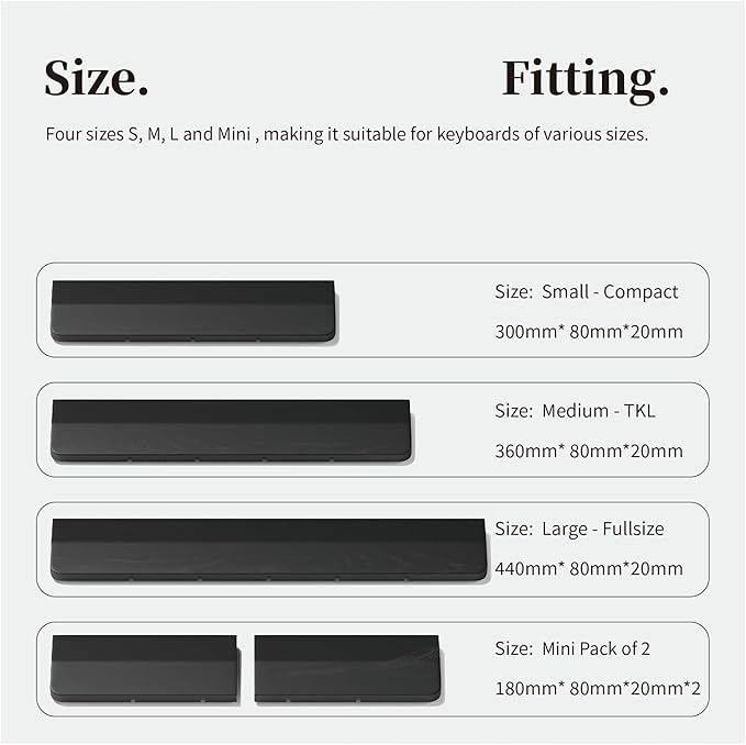 Faluber Wooden Wrist Rest with Black Lacquered -Mini Size Pack of 2 -Black Coating -Mechanical Gaming Keyboard Ergonomic Palm Rest -7 Inches/20mm Thick (Twin Mini Pack, Black Lacquered)