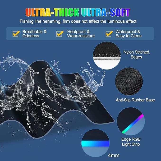 Mouse Pad with Foldable Phone Holder, Wireless Charging Desk Mat, RGB Gaming Mousepad Large Desk Pad with Non-Slip Base, Waterproof Keyboard Pad, Classic Black (XXL Stand Black PD Adapter)