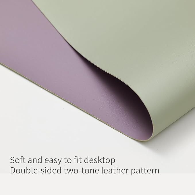 RENMTURE Double-Sided Two-Tone Faux Leather Desk mat Desktop Organization and Accessories Home and Office Large Mouse pad Game and Work (Matcha Green/Lavender Purple, 36"x17")