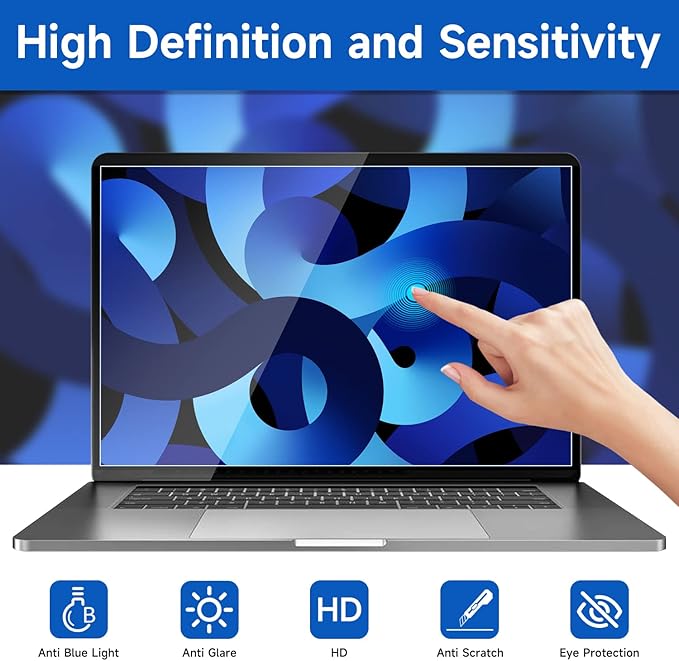 2 Pack 15.6 inch (1920x1080P) Laptop Blue Light Screen Protector, Eye Protection Anti-Scratch and Anti-Glare Screens for Laptops 15.6’’ with 16:9 Aspect Ratio