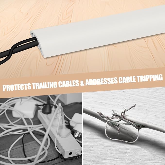 Floor Cord Cover Cable Cavity Self Adhesive Cord Hider Floor 10FT Floor Cable Management Power Cord Protector Floor Electric Cord Covers for Offices, Gym, Exhibitions (Beige, 1.97" x 10') - Image 6