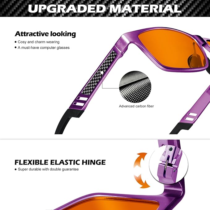 ANYLUV Blue Light Blocking Glasses Men Computer Gaming Glasses Lightweight Al-Mg Metal Anti Eyestrain Eye Protection