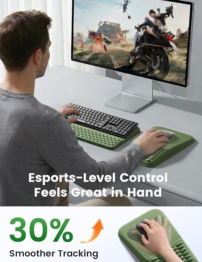 Vaydeer Keyboard Stand and Mouse Pad Set with Wrist Rest, Soft Memory Foam Wrist Support, Ergonomic Wrist Cushion for Desk, Relieves Carpal Tunnel Pain, Palm Hand Typing for Office, Gaming, Grey