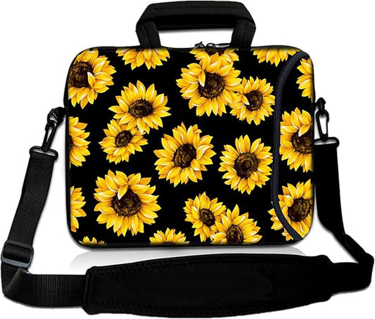RICHEN Messenger Bag Carrying Case Sleeve with Handle Accessory Pocket Fits Laptops/Notebook/ebooks/Kids tablet/ipad (11-13.3 inch, Sunflowers)