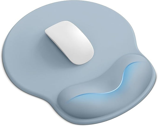 Laborio Mouse Pad with Wrist Rest, Ergonomic Mouse Pads for Desk, Office Non-Slip Mousepad with Gel Wrist Support(Light Blue, 10.6''L x 9''W)