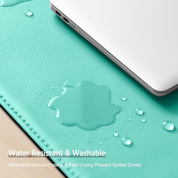 Dual Sided Leather Desk Mat - Waterproof Desk Pad - Ideal for Large Mouse Pad and Desk Mats on Top of Desks (Green, 11"*8")
