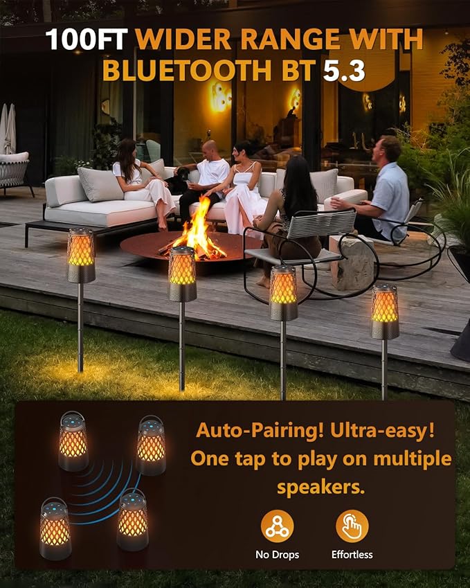 2026 Outdoor Speakers, Gift for Men, Bluetooth 5.3 Speakers Wireless IPX6 Waterproof, Auto-Pairing, Multi-Sync Up to 100-Speaker, Portable for Party Patio Deck Porch Backyard RV, Cool Gadget for Him