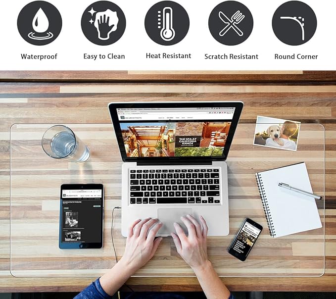 Clear Desk Pad Mat Blotter 14 x 24 Inches Transparent PVC Writing Desk Mat for Desktop and Small Tables