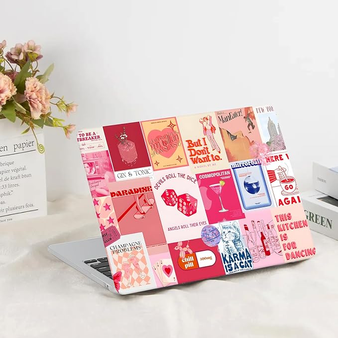 G JGOO Compatible with MacBook Air 13 inch Case 2026 2025-2022 M5 A3449 M4 A3240 M3 A3113 M2 A2681, Plastic Hard Shell for MacBook Air 13.6 inch Case+Keyboard Cover+Screen Protector, Red Collage