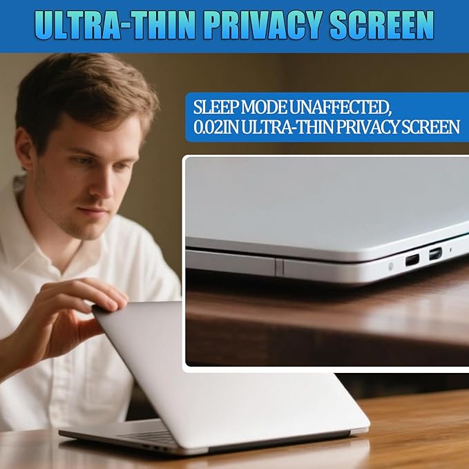Nano-Suction Privacy Screen Protector for MacBook Air 13 Inch (2018-2021, M1) Removable Laptop Privacy Screen Shield Ultra-Thin Design