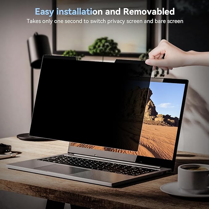 Mamol Magnetic Laptop Privacy Screen 16 inch,16:9 Aspect Removable Anti Glare Blue Light Privacy Filter, Black Shield Compatible with HP/Dell/Acer/Asus/Samsung/Lenovo/Thinkpad Envy