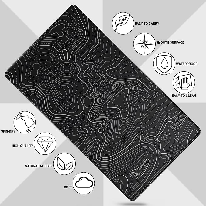 Large Gaming Mouse Pad, Waterproof Extra Large Mousepad with Stitched Edges, 31.5" x 15.7" Non-Slip Rubber Base Office Big Long Keyboard Pad for Office Gamer Home XXL, Black