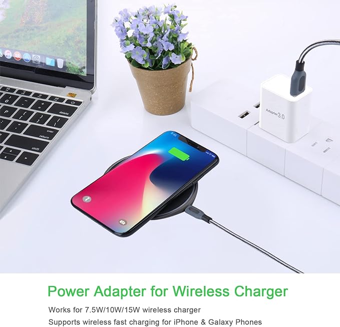 Fast Charge 3.0 Wall Charger, 18W USB Wall Plug 3A Fast Charging Block Power Adapter Compatible with Wireless Charger iPhone 16 15 14 Pro Max 13 12 11 XR Galaxy S23 S22 A03s, 4Pack White