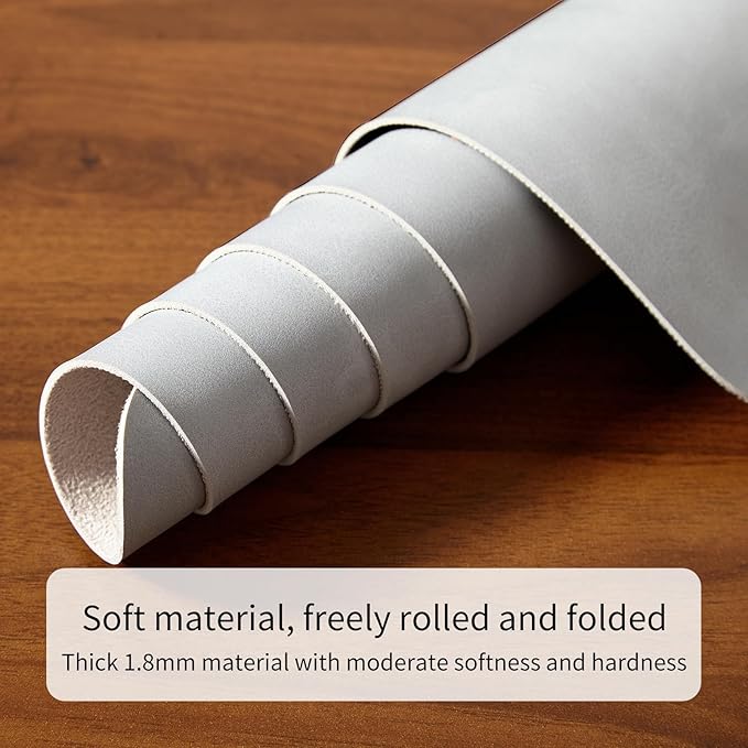 Desk Pad Soft PU Leather Large Mouse Pad Laptop Computer Desk Mat Table Blotter Flat Smooth Waterproof Non-Slip Desktop Protector Writing Pad for Office and Home (Light Grey, 60x35cm)