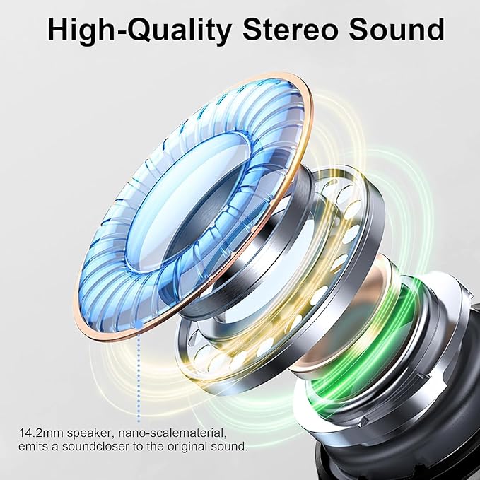 Wireless Earbuds, Bluetooth 5.4 Headphones 3D Bass Hi-Fi Stereo Ear Buds, 4 ENC Noise Cancelling Mic, 40Hrs USB-C in-Ear Earphones, IP7 Waterproof Workout Sport for Laptop Pad Android iOS, Black