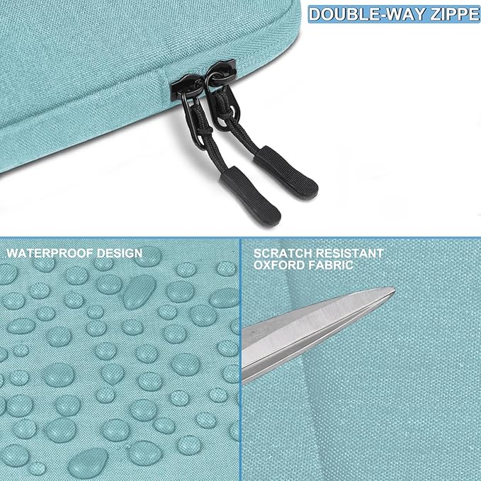 Laptop Sleeve Case 13.3 inch, Shockproof Protective Computer Cover with Accessories Pocket, Laptop Bag Compatible with MacBook Air/Pro 13-13.3 inch, Compatible for MacBook Pro 14 inch, LightBlue