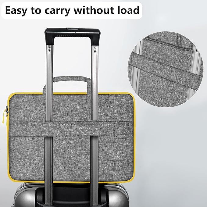 Hseok Laptop Shoulder Bag 13-14 inch Shockproof Water-Resistant HandBag with Small Case Compatible with MacBook Pro/Neo 14" M5/M4/M3/M2/M1, Mac Air/Pro 13.3", XPS 13/14, Most 13"-14" PC,Gray-yellow