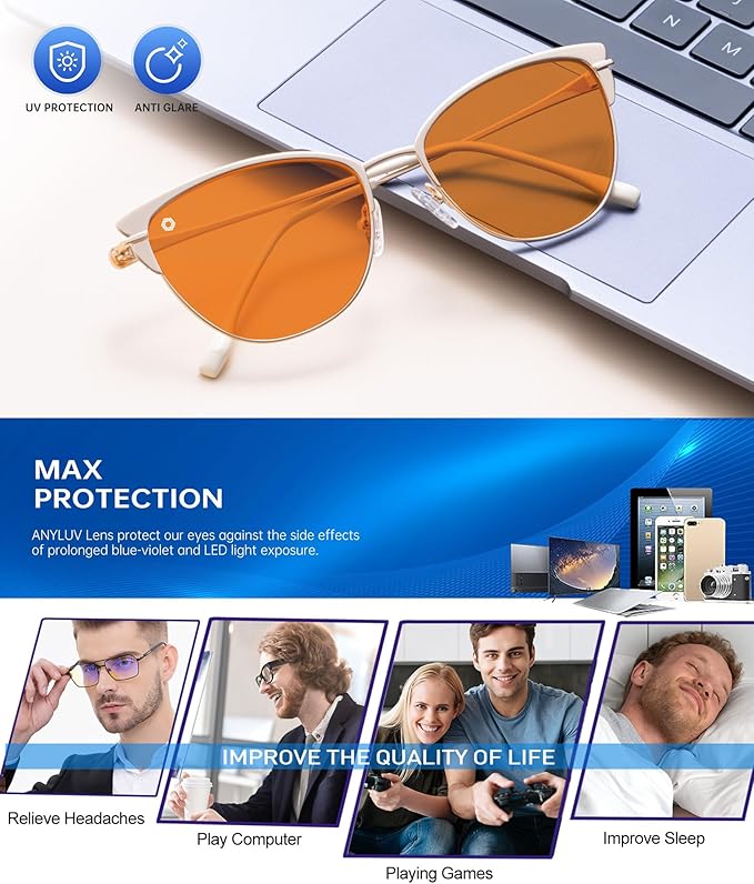 ANYLUV Blue Light Glasses for Woman Men, Womens Blue Light Blocking Glasses Computer Glasses Anti Eyestrain