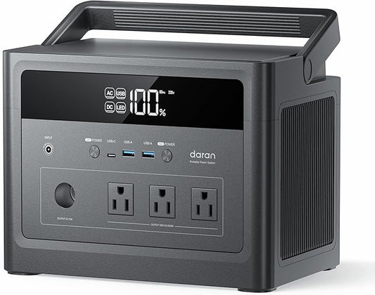 2026 Portable Power Station 600W, 576Wh LiFePO4 Battery Portable Charger, Solar Power Bank with AC Outlet 110V/1200W Surge, PD 100W USB-C Fast Charging for Camping, Home, Hurricane Emergency, RVs