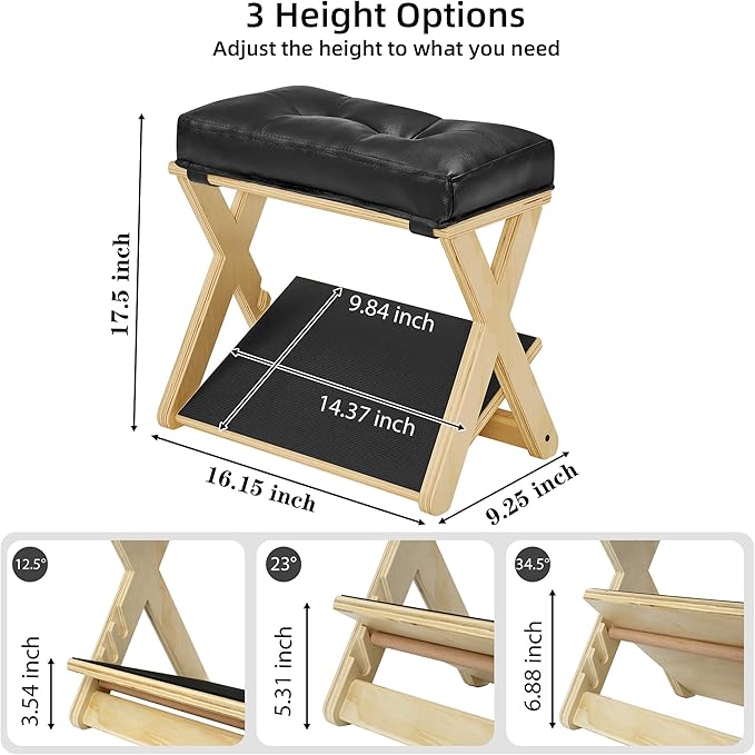 HOMELTSTBO Adjustable Foot Rest Under Desk, Wooden Double Step Desk Footrest with 3 Height Options & Non-Slip EVA Surface, Ergonomic Foot Rest For Under Desk At Work, Enhances Posture,Home Office-Pine
