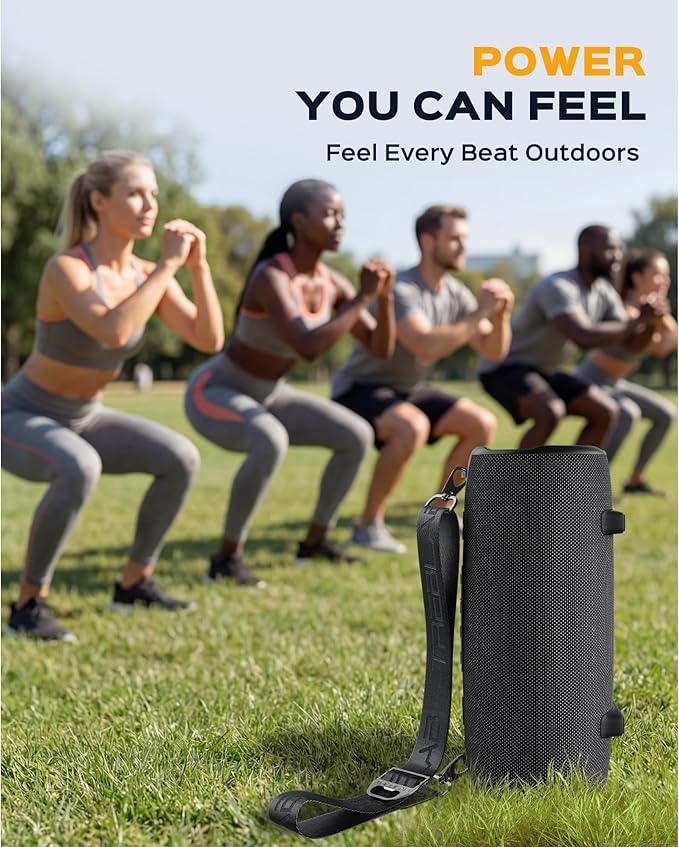 TREBLAB Loud Portable Wireless Bluetooth Speaker, 60W Deep Bass, IPX7 Waterproof Outdoor Speaker, 20H Rechargeable Battery, Built-in Powerbank, TWS Stereo Pairing, Mic, USB-C, Carrying Strap - HD-Max