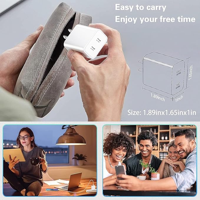 USB C Fast Charger Block,USB C Charging Block 3-Pack Type C 2in1 Dual Ports Plug Wall Charger,Fast Type C Charger for iPhone 17/17e/17Pro/17 Pro Max/Air/16e/16Plus/16Pro Max/15/14/13/12/11/Xs Max/XR/X